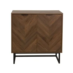 Herringbone Storage Cabinet Credenza Walnut (Set of 3)