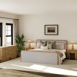 King Bedroom Set with 2 Arched Dressers and 2 Nightstands Gray/Light Brown