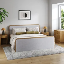 King Bedroom Set with 1 Arched Dresser and 2 Nightstands Gray/Light Brown