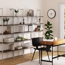 Ladder Bookshelf Oak Matte White Set of 4