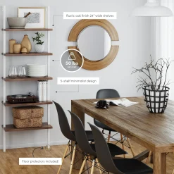 Ladder Bookshelf Oak Matte White Set of 3