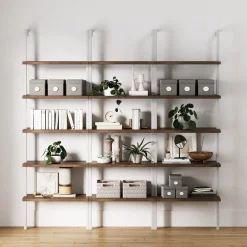 Ladder Bookshelf Oak Matte White Set of 3