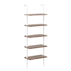 Ladder Bookshelf Oak Matte White Set of 3