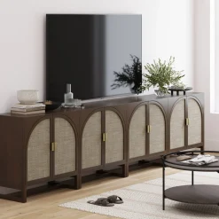 Large Arched Credenza Console Table Dark Acacia (Set of 4)