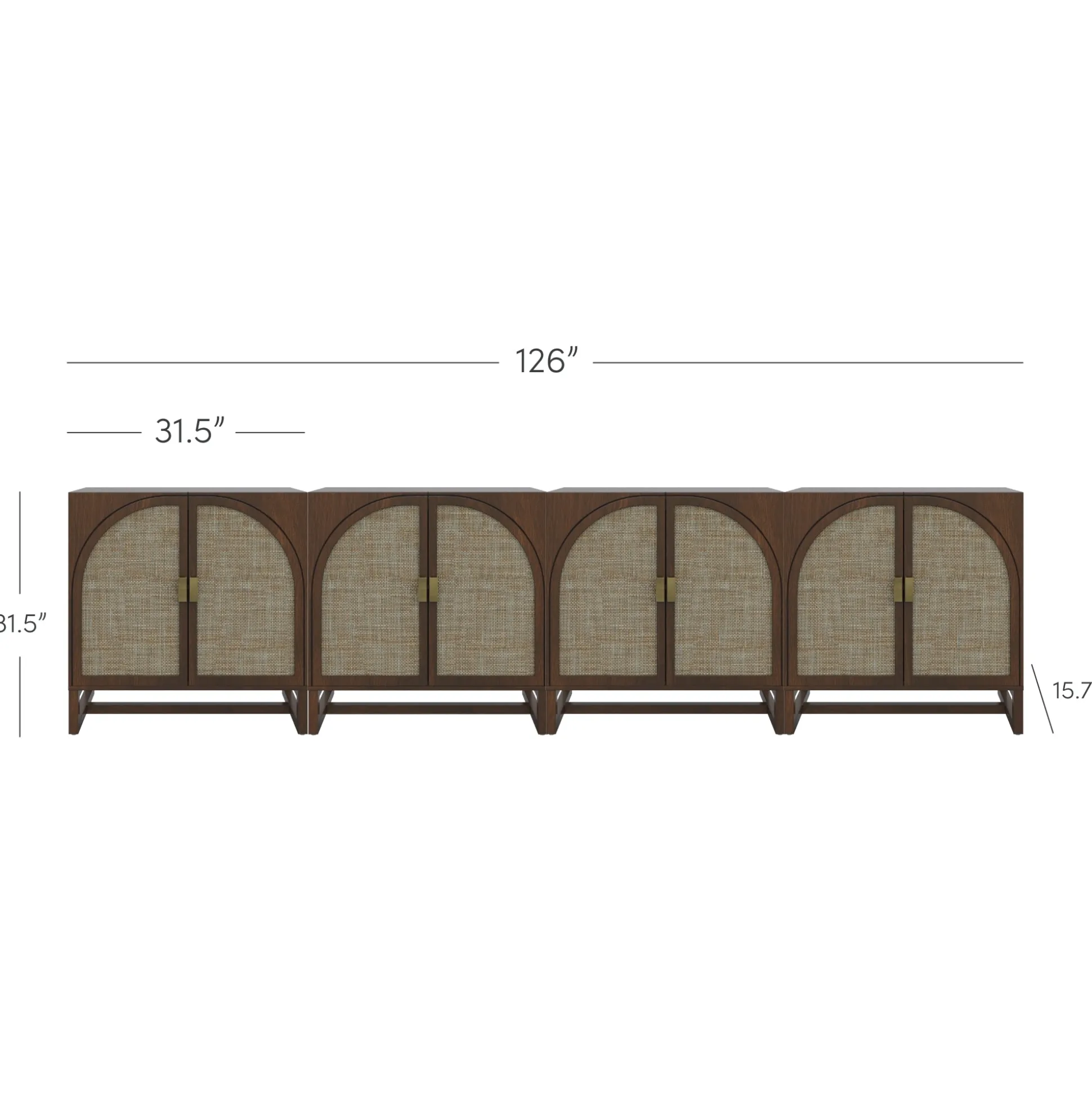 Large Arched Credenza Console Table Dark Acacia (Set of 4)