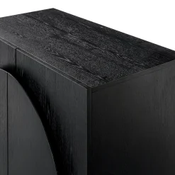 Large Arched Kitchen Cabinet Credenza Black (Set of 4)