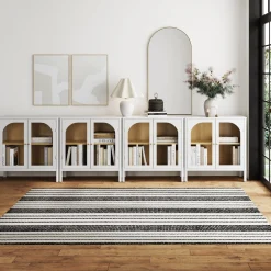 Large Glass Door Curio Cabinet Credenza White (Set of 4)