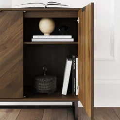 Large Herringbone Credenza Console Table Walnut (Set of 4)