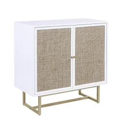 Large Rattan Credenza Console Table White (Set of 4)