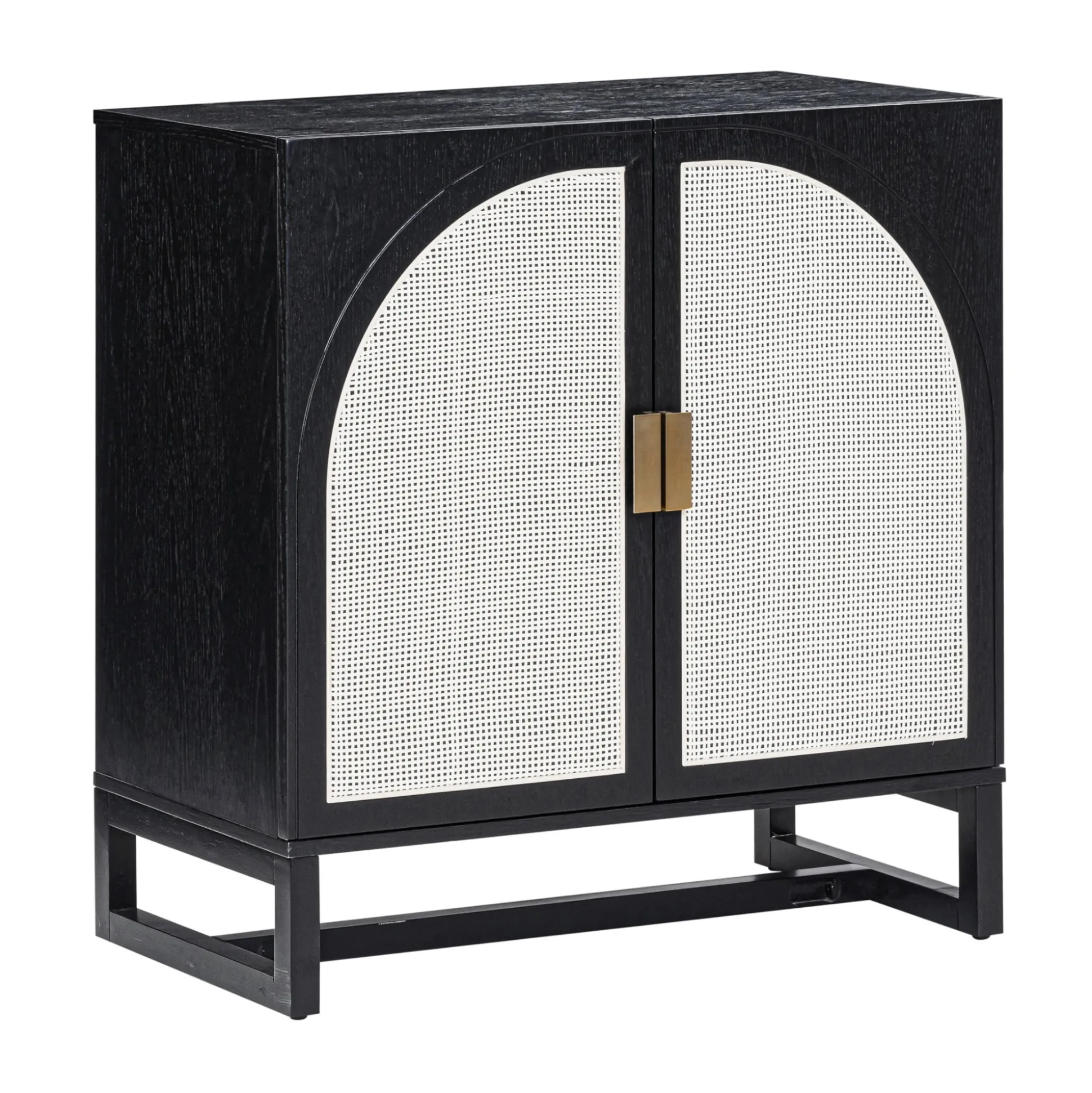 Large Rattan Credenza Console Black (Set of 4)