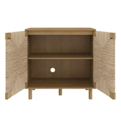 Large Seagrass Storage Cabinet Credenza Brown (Set of 4)