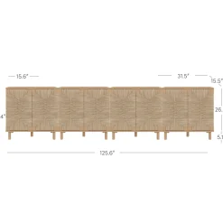 Large Seagrass Storage Cabinet Credenza Raw Oak (Set of 4)