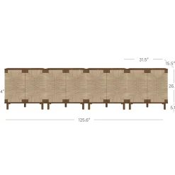 Large Seagrass Storage Cabinet Credenza Dark Brown (Set of 4)