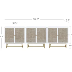 Metal and Rattan TV Stand Console for TVs up to 75