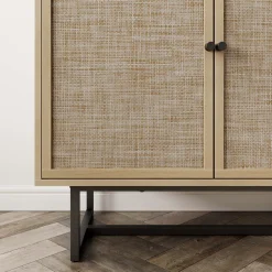 Metal and Rattan TV Stand Console for TVs up to 65