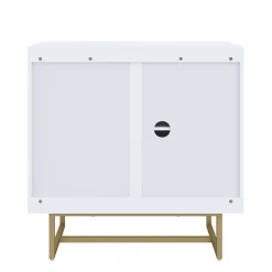 Metal and Rattan TV Stand Console for TVs up to 65" White