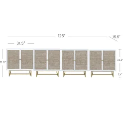 Metal and Rattan TV Stand Console for TVs up to 100