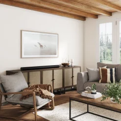 Metal and Rattan TV Stand Console for TVs up to 75