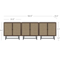 Metal and Rattan TV Stand Console for TVs up to 75