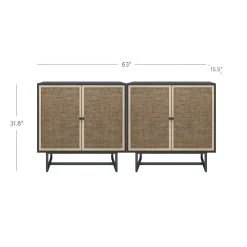 Metal and Rattan TV Stand Console for TVs up to 65