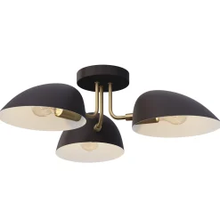 Metal 3-Arm Flush Mount Ceiling Light Black