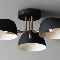 Metal 3-Arm Flush Mount Ceiling Light Black