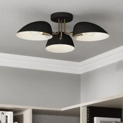 Metal 3-Arm Flush Mount Ceiling Light Black