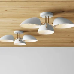 Metal 3-Arm Flush Mount Ceiling Light White (Set of 2)