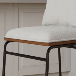 Metal Bar Stool with Cushion and Solid Wood Frame (Set of 3)