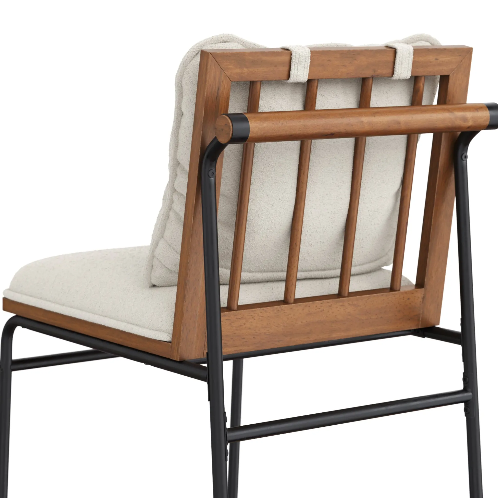 Metal Bar Stool with Cushion and Solid Wood Frame