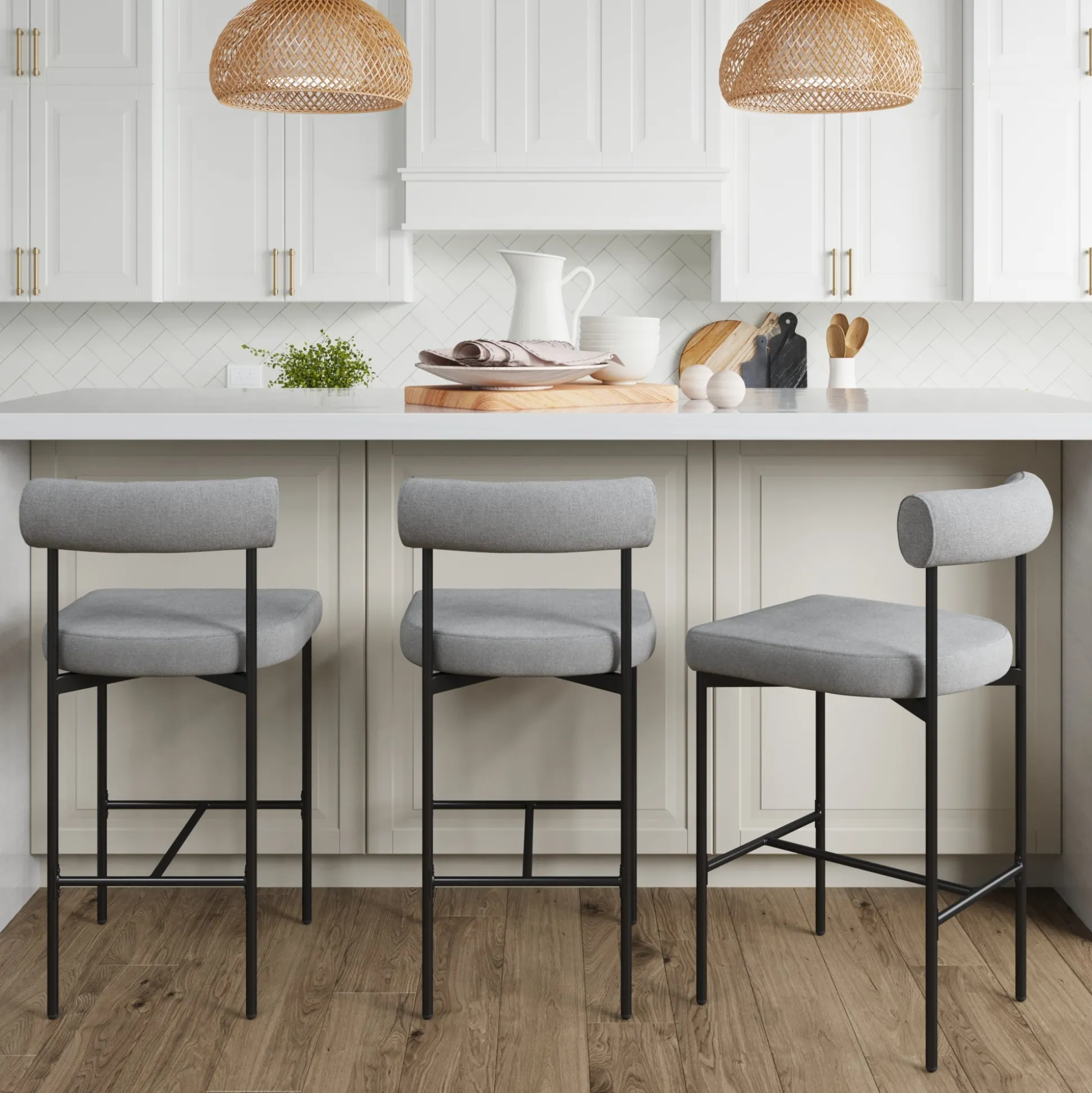Metal Counter Height Bar Stools Gray (Set of 3)