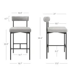 Metal Counter Height Bar Stools Gray (Set of 3)