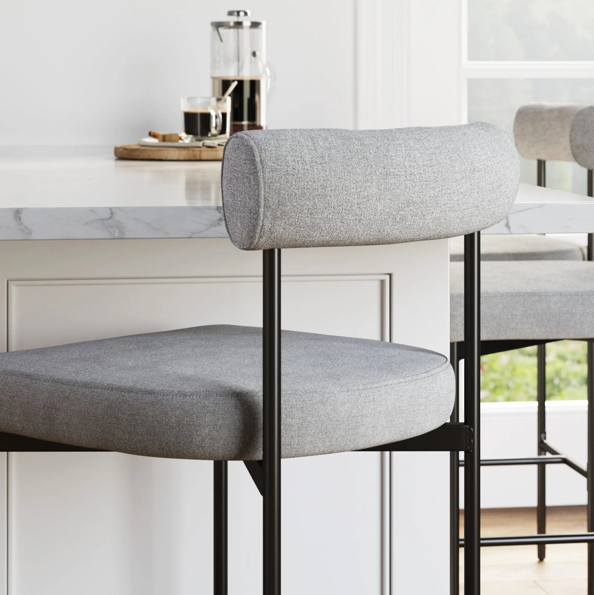 Metal Counter Height Bar Stools Gray (Set of 2)