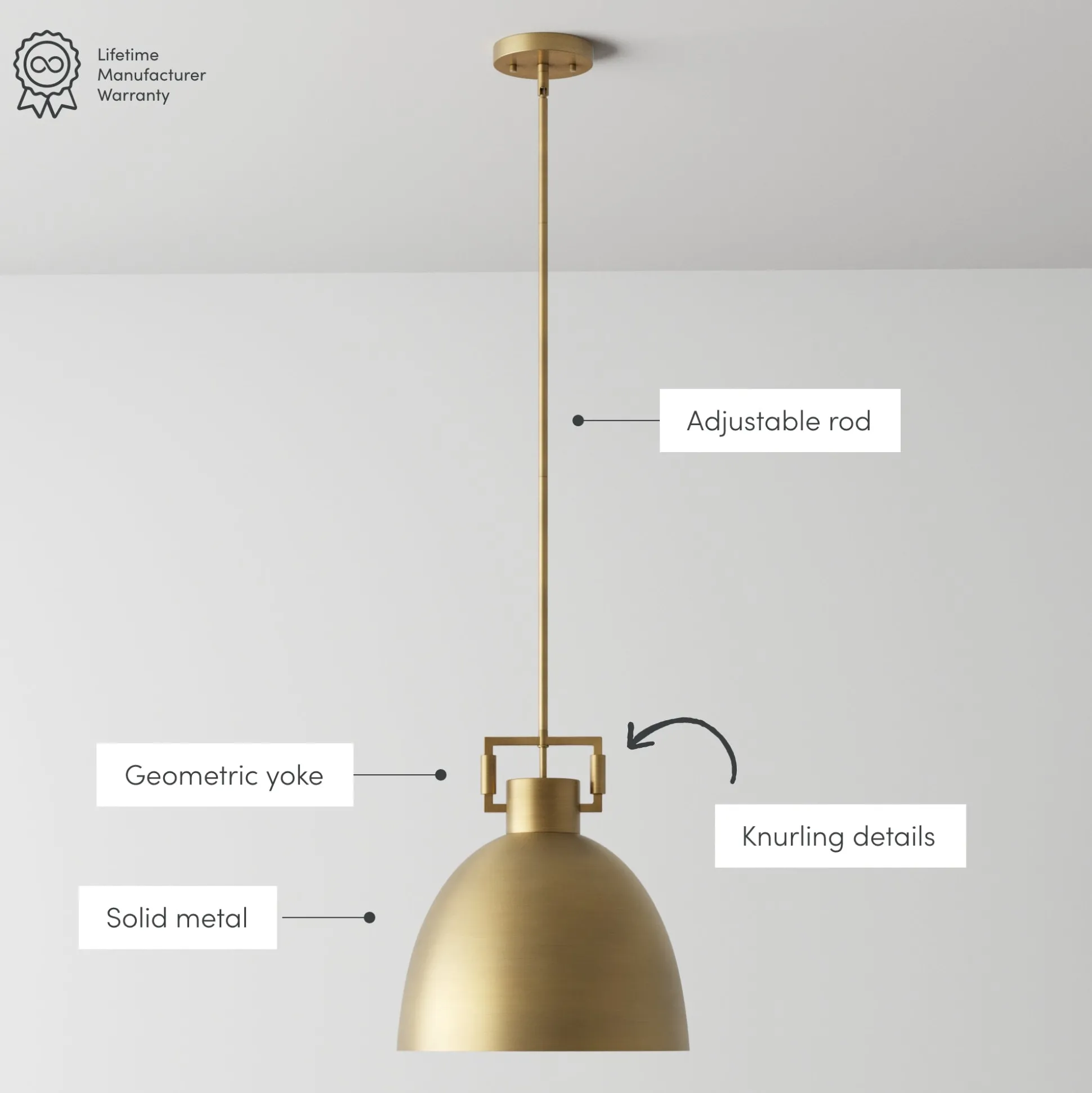 Metal Dome Pendant Lights Brass (Set of 2)