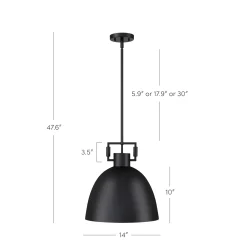 Metal Dome Shade Pendant Ceiling Light Black