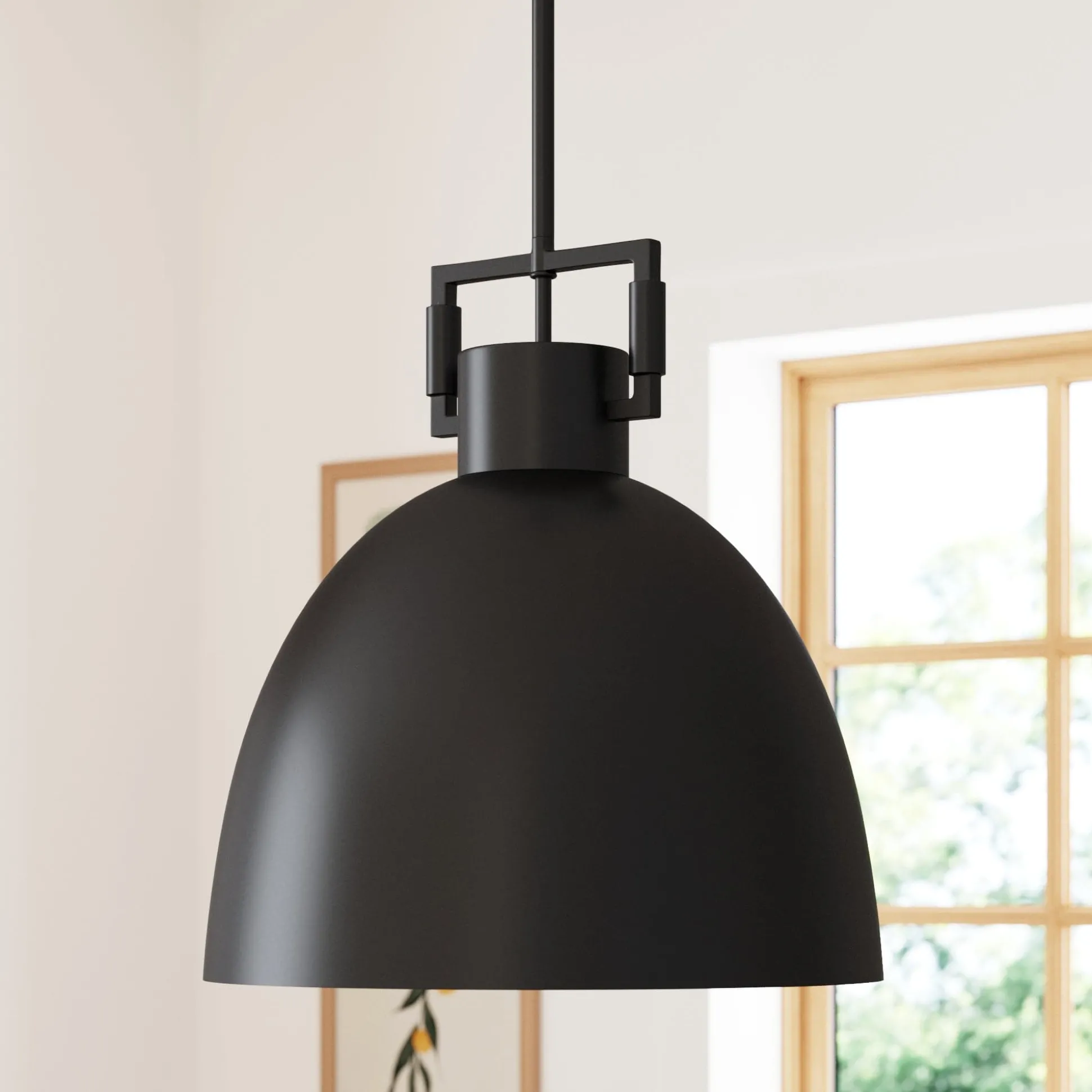 Metal Dome Shade Pendant Ceiling Light Black