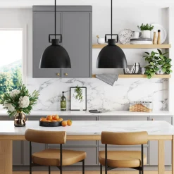 Metal Dome Shade Pendant Ceiling Light Black