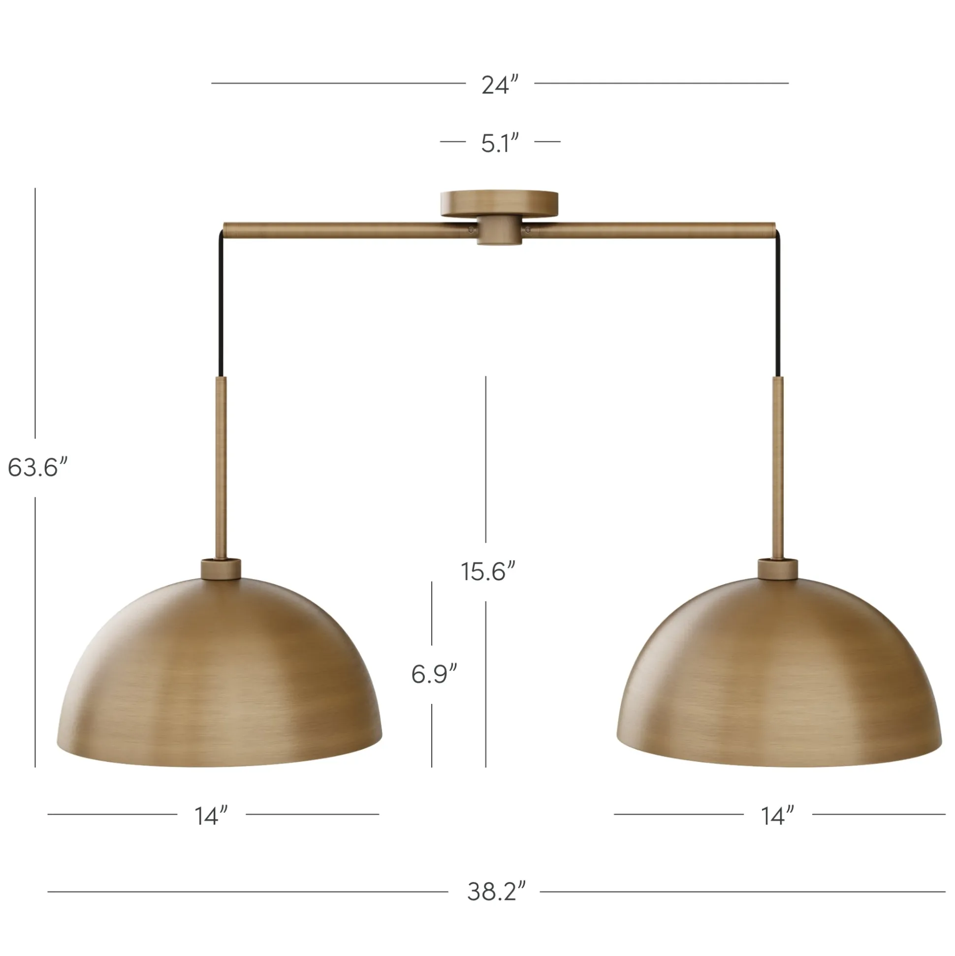Metal Hanging Ceiling Pendant Light Brass