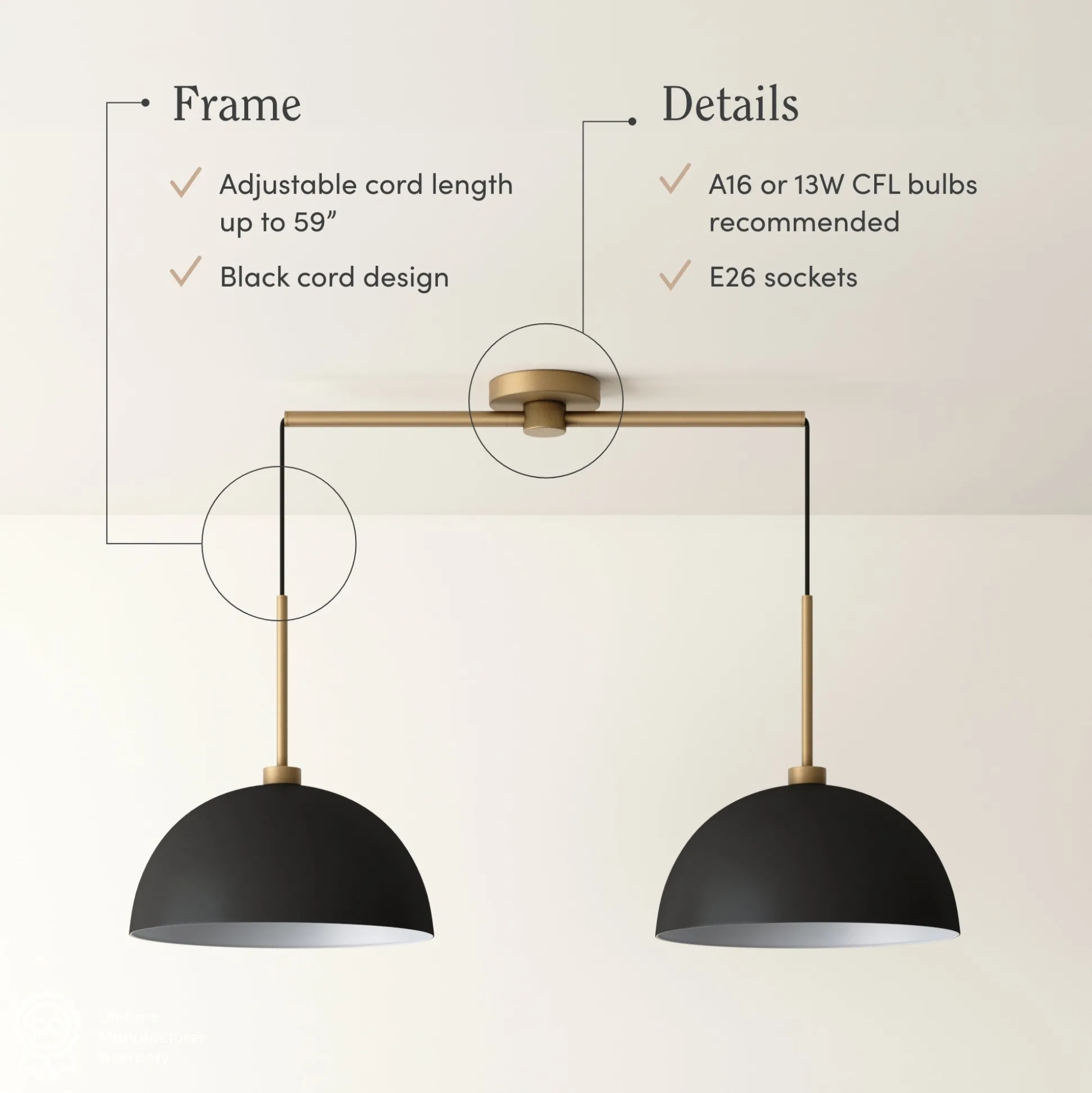Metal Hanging Ceiling Pendant Light Black