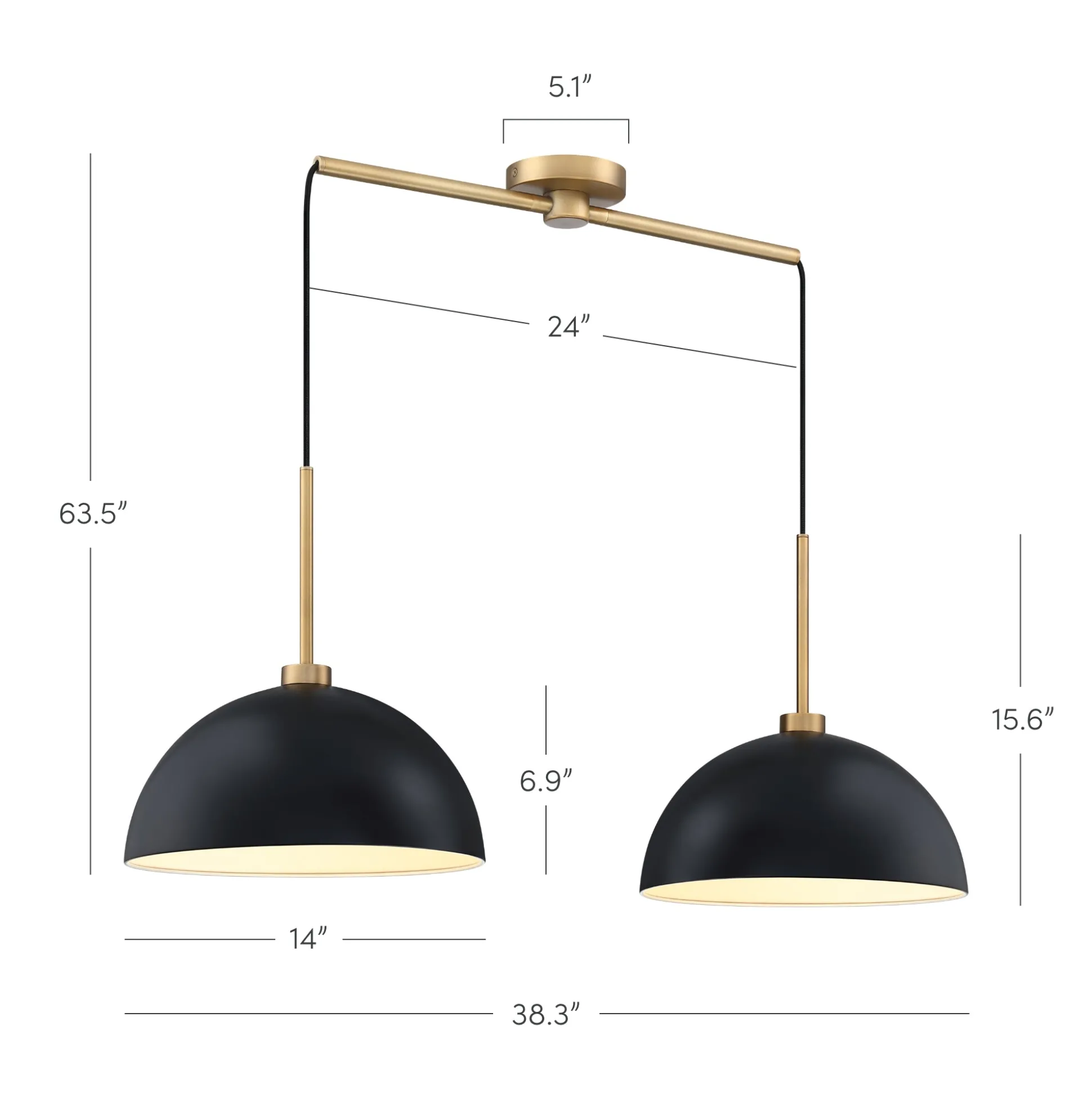 Metal Hanging Ceiling Pendant Light Black