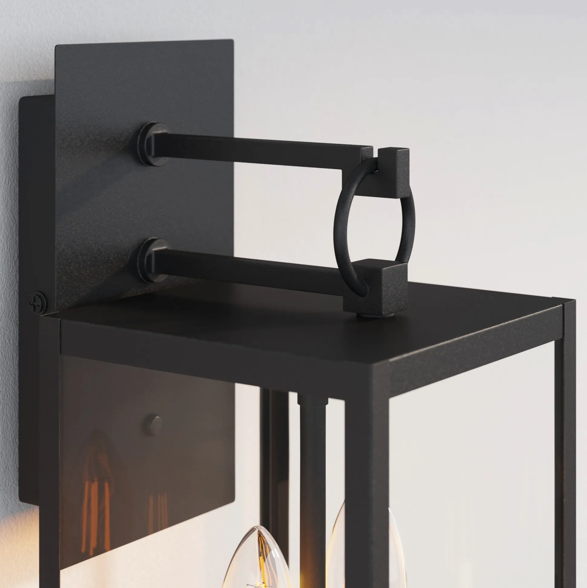 Metal Lantern Outdoor 2-Bulb Wall Light