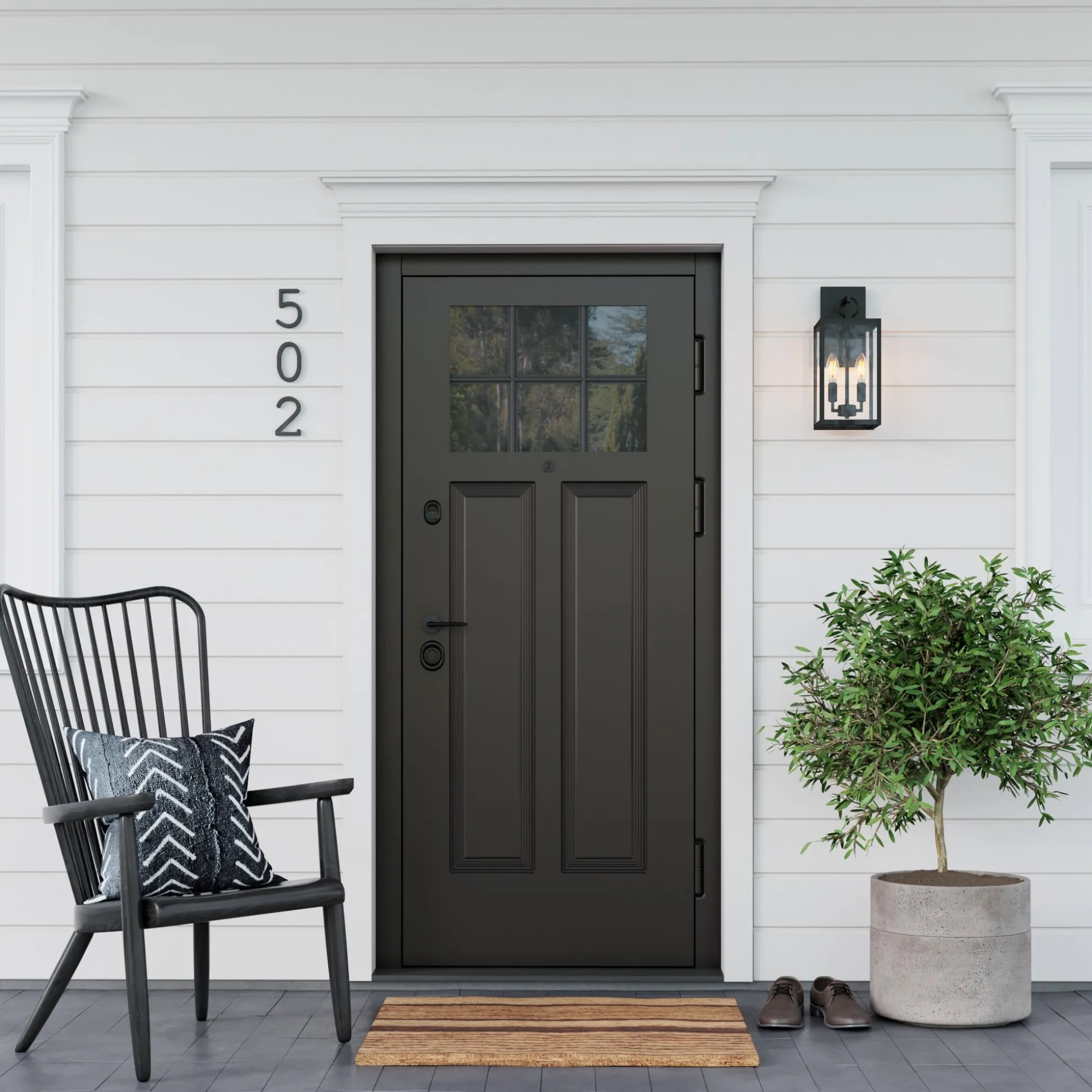 Metal Lantern Outdoor 2-Bulb Wall Light