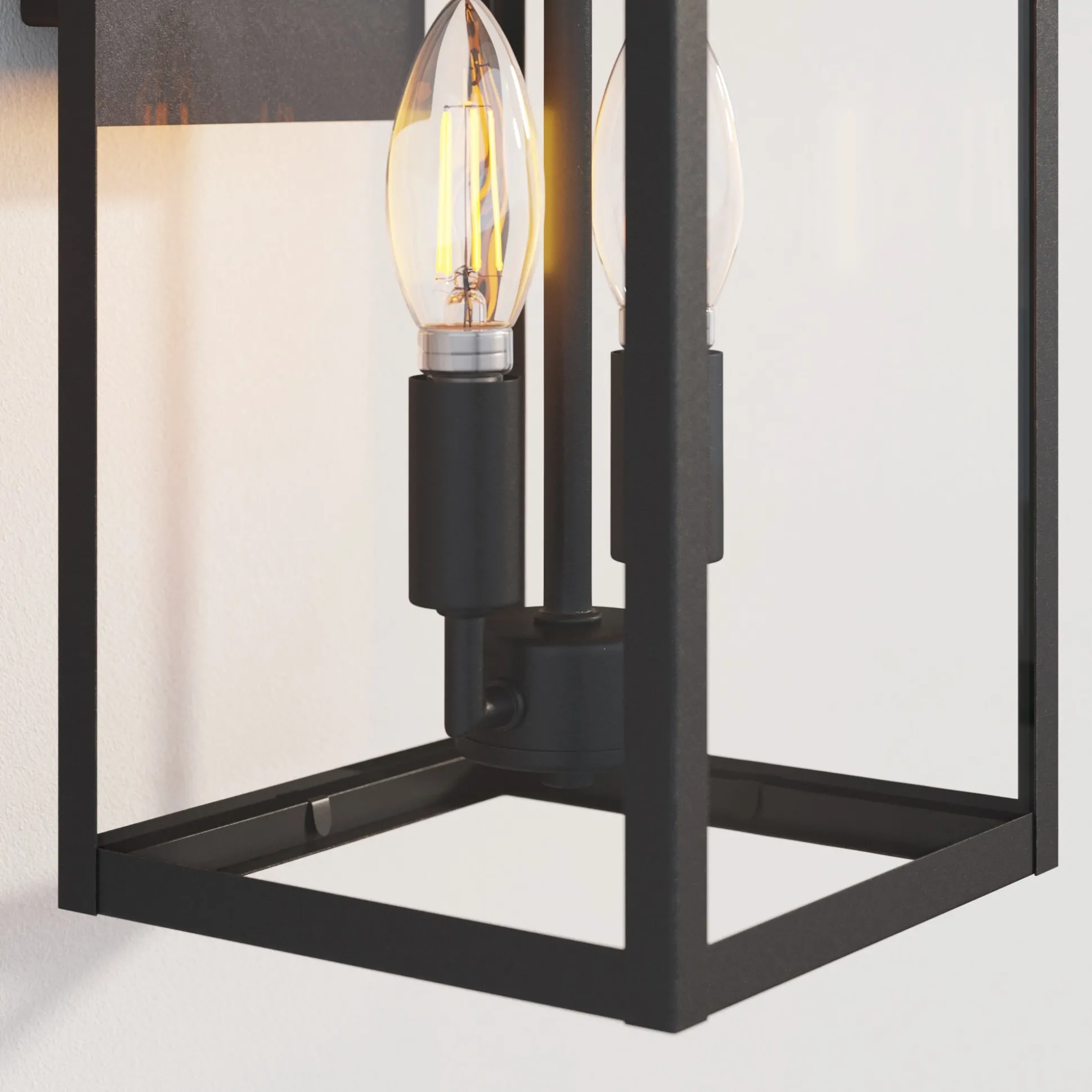 Metal Lantern Outdoor 2-Bulb Wall Light
