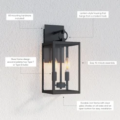 Metal Lantern Outdoor 2-Bulb Wall Light
