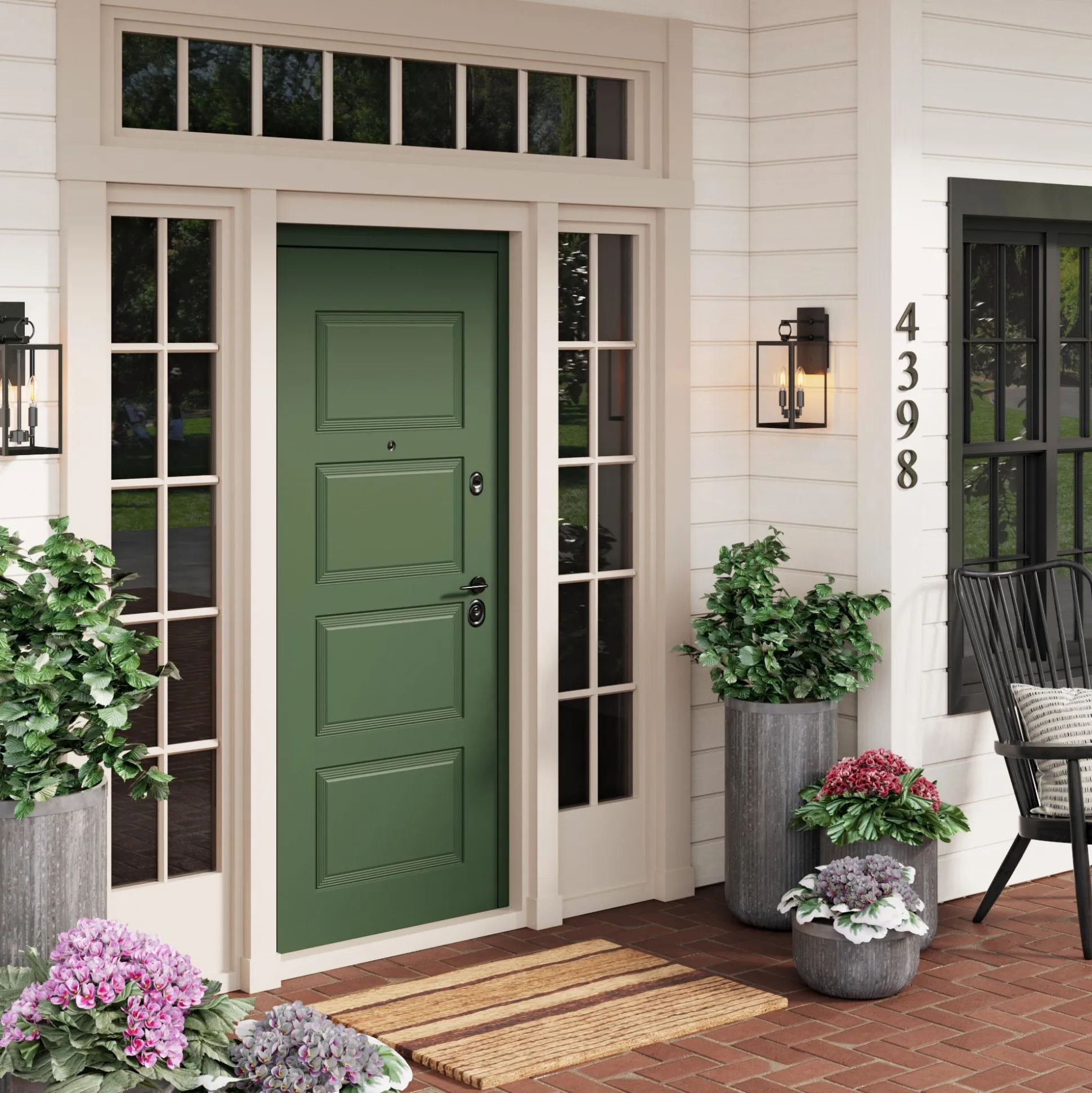 Metal Lantern Outdoor 2-Bulb Wall Light