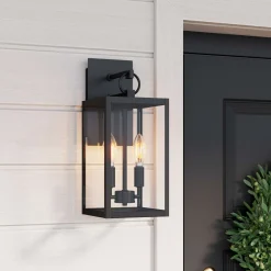 Metal Lantern Outdoor 2-Bulb Wall Light