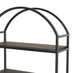 Metal 5-Shelf Arched Bookshelves Black (Set of 2)