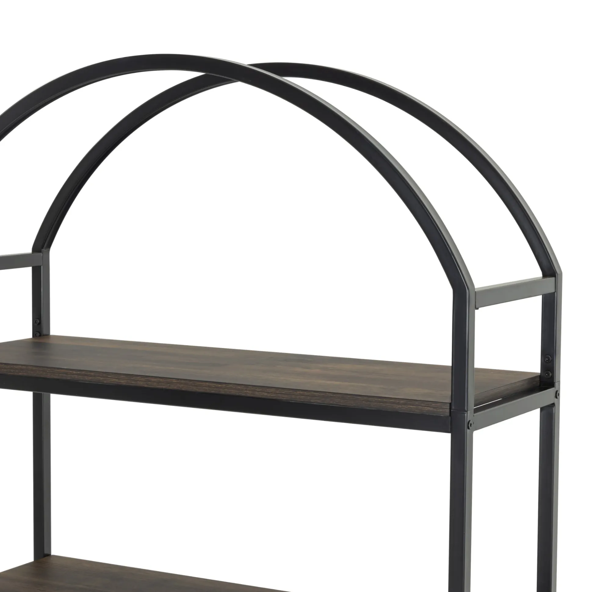Metal 5-Shelf Arched Bookshelves Black (Set of 3)