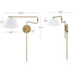 Metal Swing Arm Plug-in Wall Light Brass