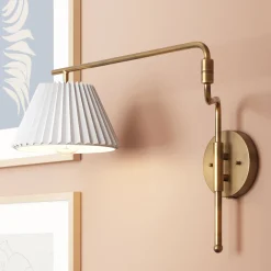 Metal Swing Arm Plug-in Wall Light Brass